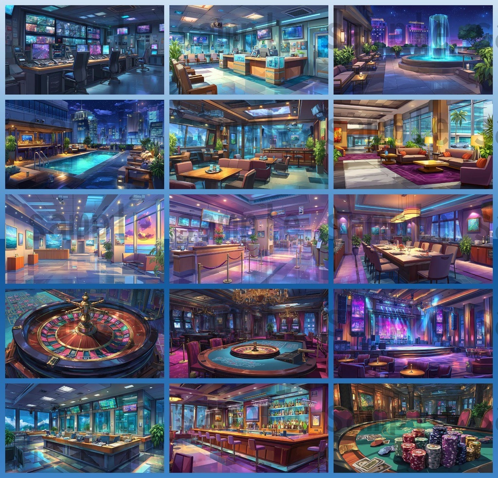 【126枚】カジノ 背景イラスト【著作権フリー素材】ポーカー・バカラ・スロット・ホテル等