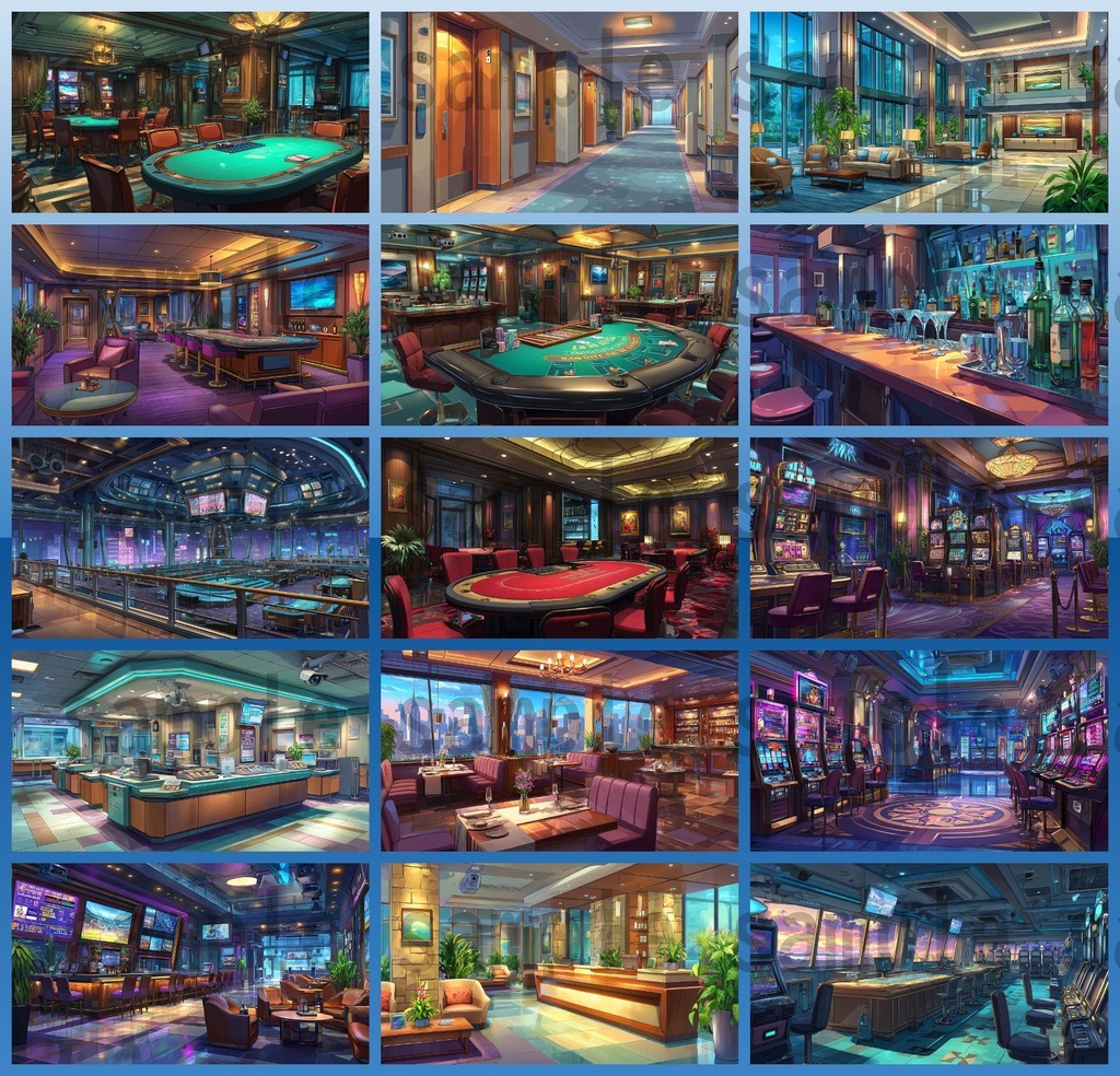 【126枚】カジノ 背景イラスト【著作権フリー素材】ポーカー・バカラ・スロット・ホテル等