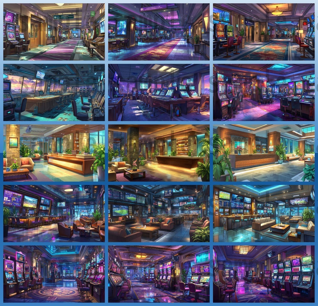 【126枚】カジノ 背景イラスト【著作権フリー素材】ポーカー・バカラ・スロット・ホテル等