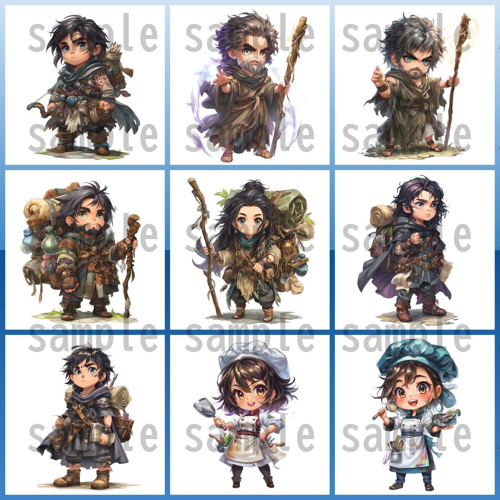 【96枚】デフォルメ RPG NPC立ち絵イラスト【著作権フリー素材】男女全身画像