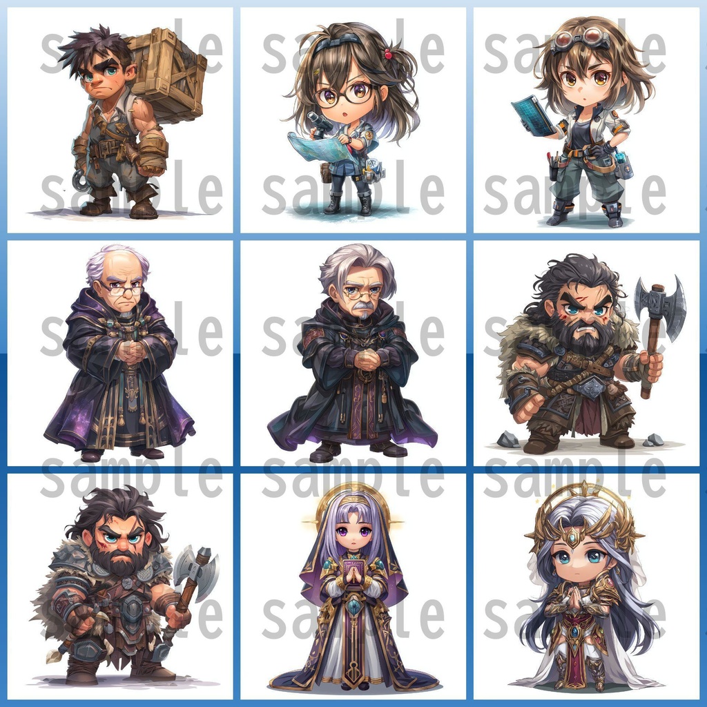 【96枚】デフォルメ RPG NPC立ち絵イラスト【著作権フリー素材】男女全身画像