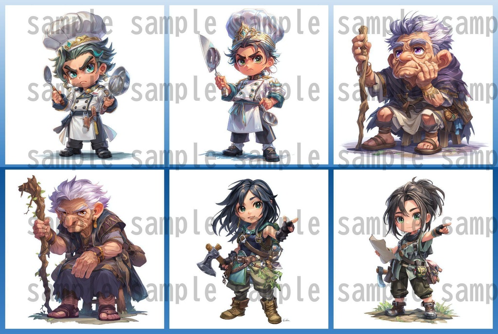 【96枚】デフォルメ RPG NPC立ち絵イラスト【著作権フリー素材】男女全身画像