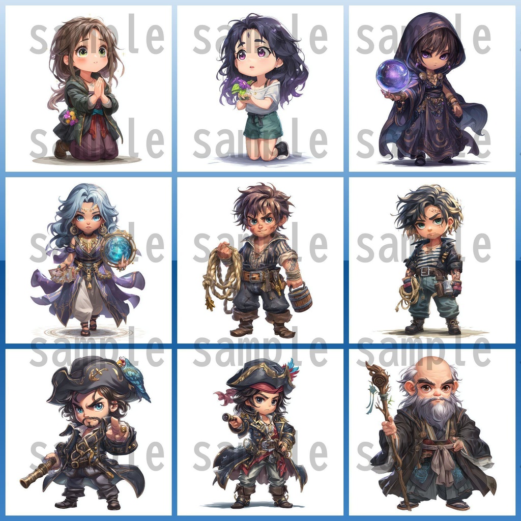 【96枚】デフォルメ RPG NPC立ち絵イラスト【著作権フリー素材】男女全身画像