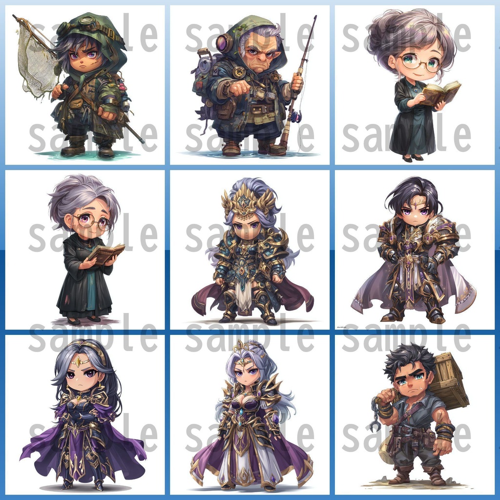 【96枚】デフォルメ RPG NPC立ち絵イラスト【著作権フリー素材】男女全身画像