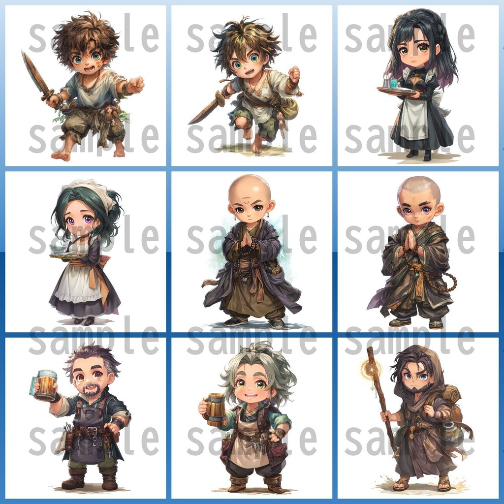 【96枚】デフォルメ RPG NPC立ち絵イラスト【著作権フリー素材】男女全身画像