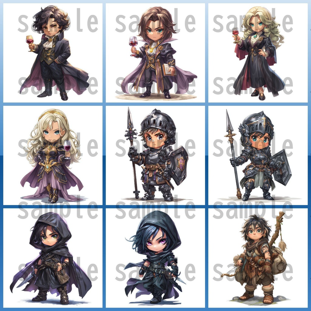 【96枚】デフォルメ RPG NPC立ち絵イラスト【著作権フリー素材】男女全身画像