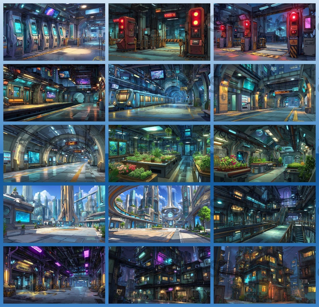 【182枚】SF・未来都市国家 背景イラスト【著作権フリー素材】スマートシティ風景画像