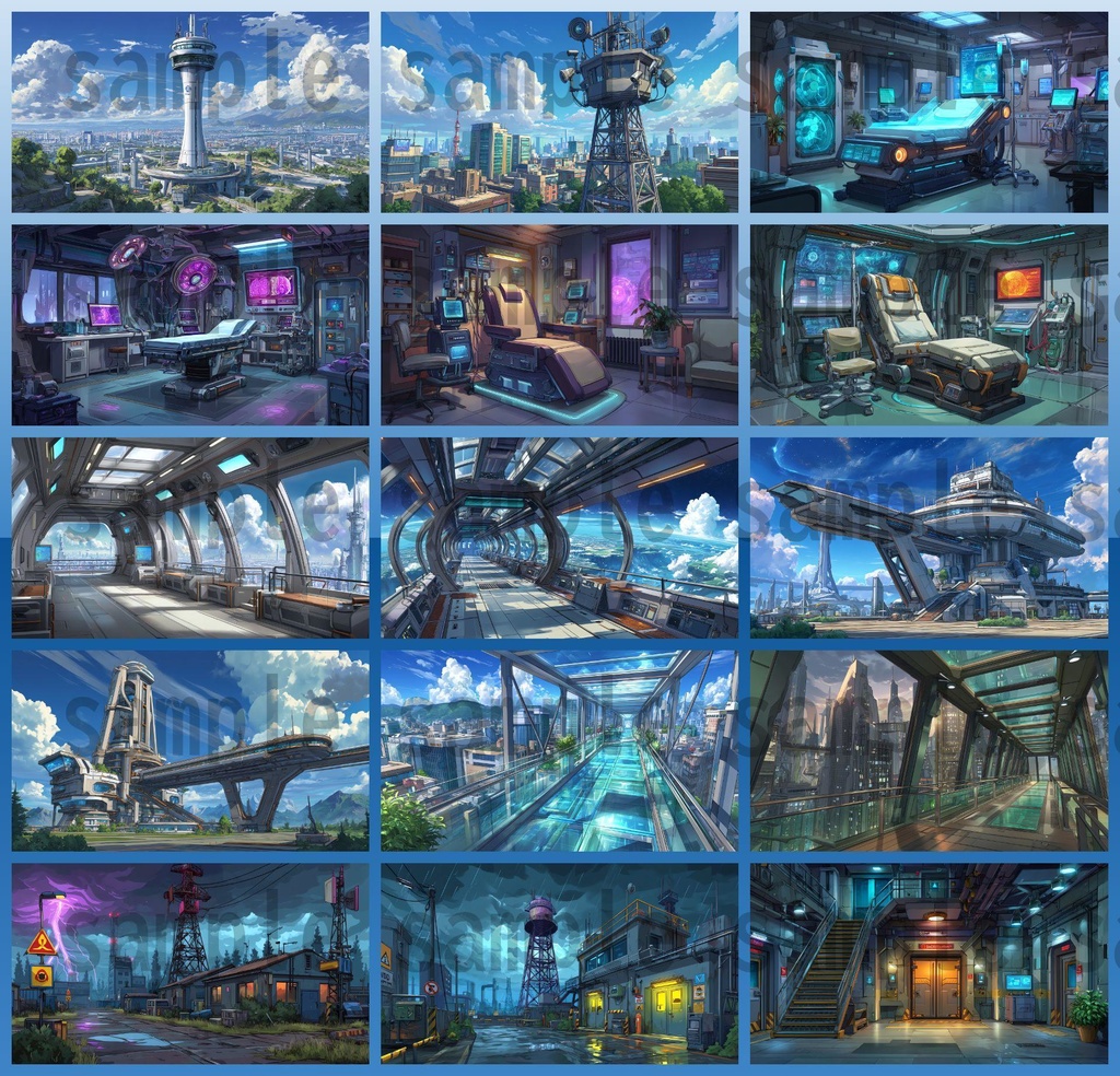 【182枚】SF・未来都市国家 背景イラスト【著作権フリー素材】スマートシティ風景画像