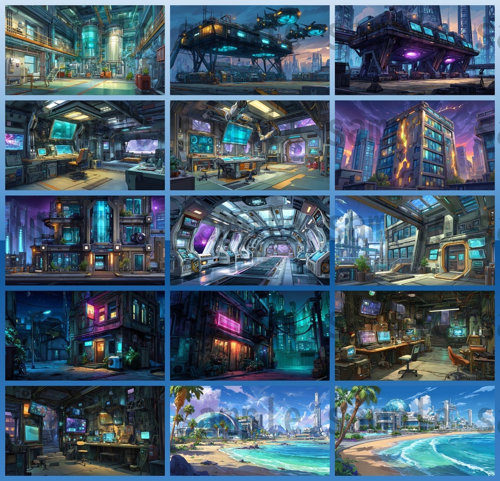 【182枚】SF・未来都市国家 背景イラスト【著作権フリー素材】スマートシティ風景画像