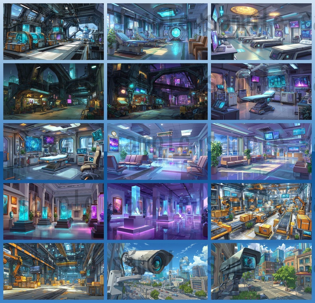 【182枚】SF・未来都市国家 背景イラスト【著作権フリー素材】スマートシティ風景画像