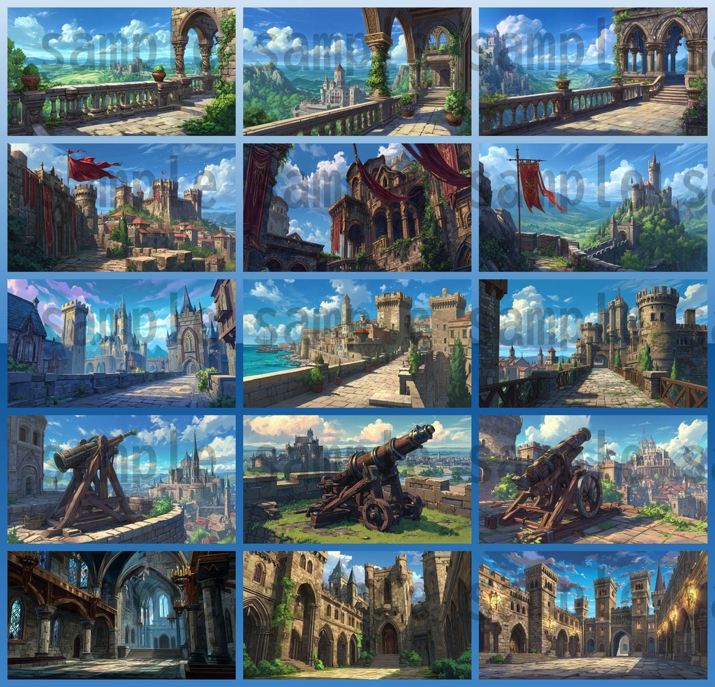 【372枚】ファンタジーRPG お城関連の背景イラスト【著作権フリー素材】