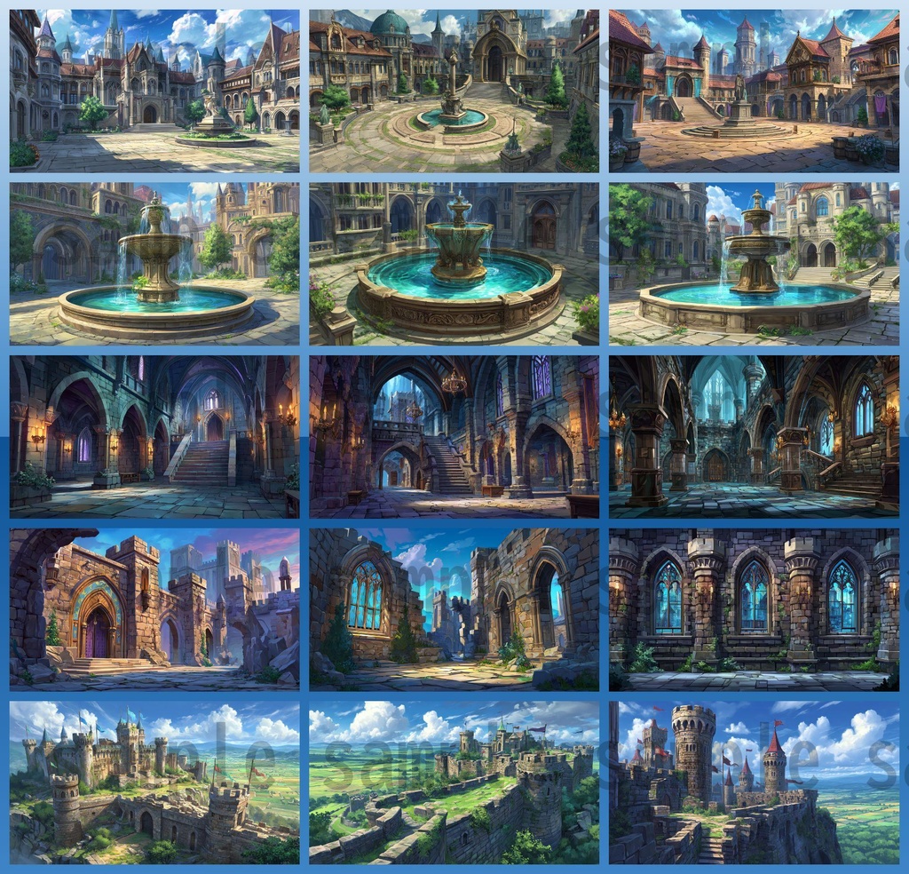 【372枚】ファンタジーRPG お城関連の背景イラスト【著作権フリー素材】