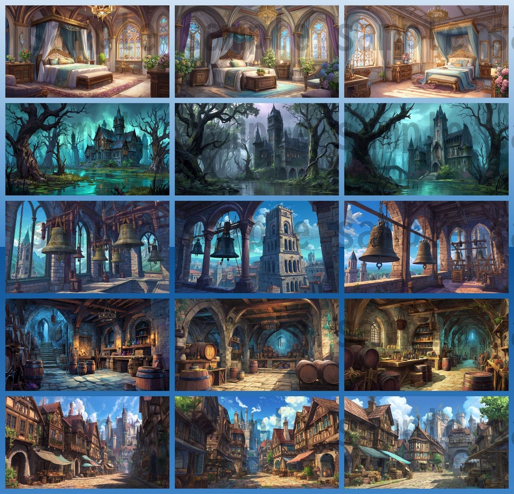 【372枚】ファンタジーRPG お城関連の背景イラスト【著作権フリー素材】