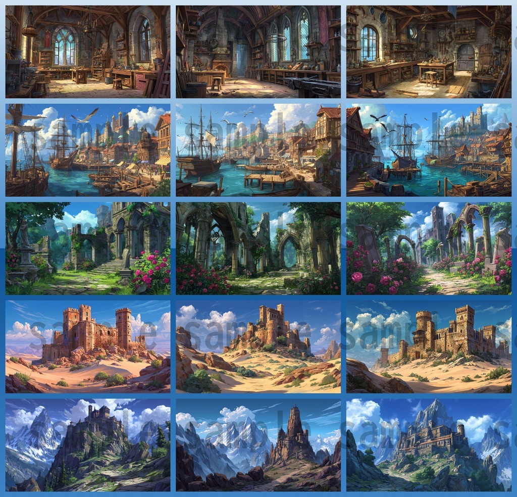 【372枚】ファンタジーRPG お城関連の背景イラスト【著作権フリー素材】