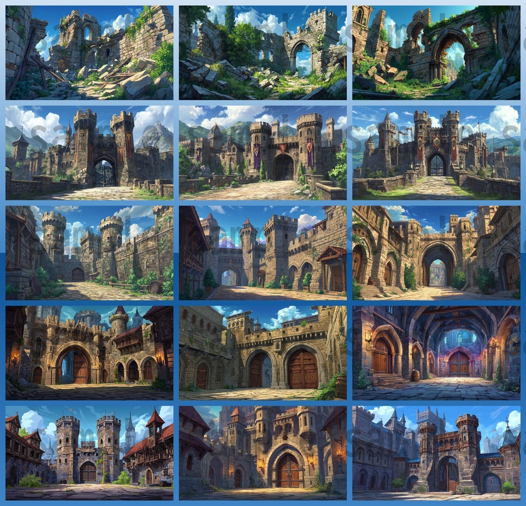 【372枚】ファンタジーRPG お城関連の背景イラスト【著作権フリー素材】