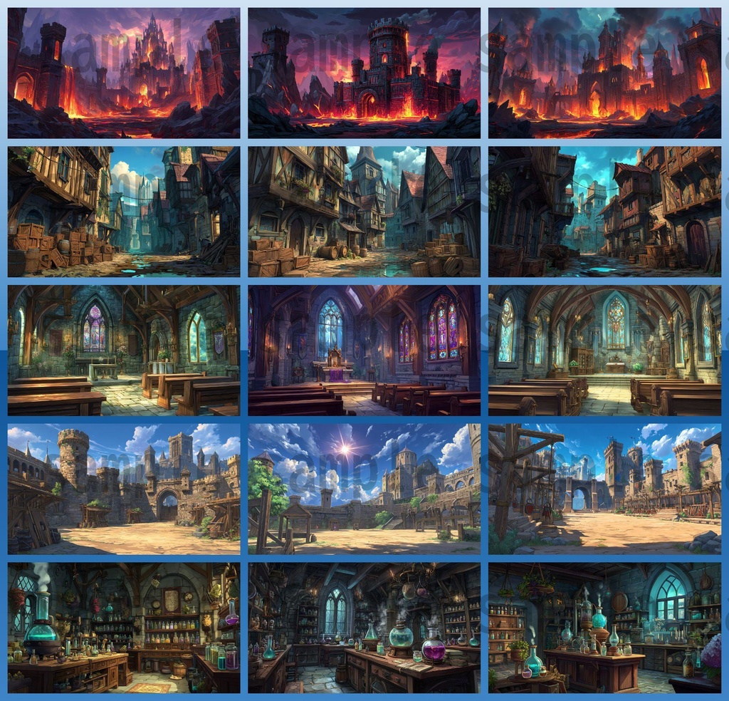 【372枚】ファンタジーRPG お城関連の背景イラスト【著作権フリー素材】