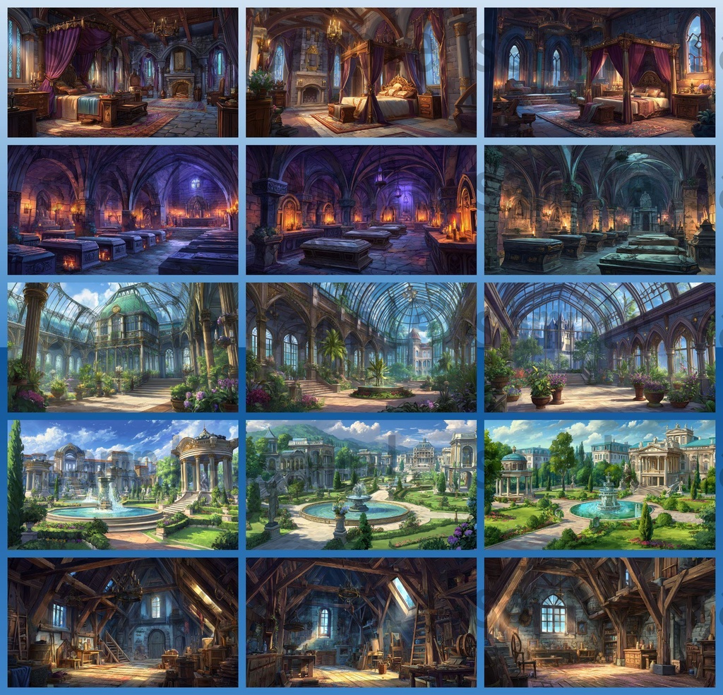 【372枚】ファンタジーRPG お城関連の背景イラスト【著作権フリー素材】