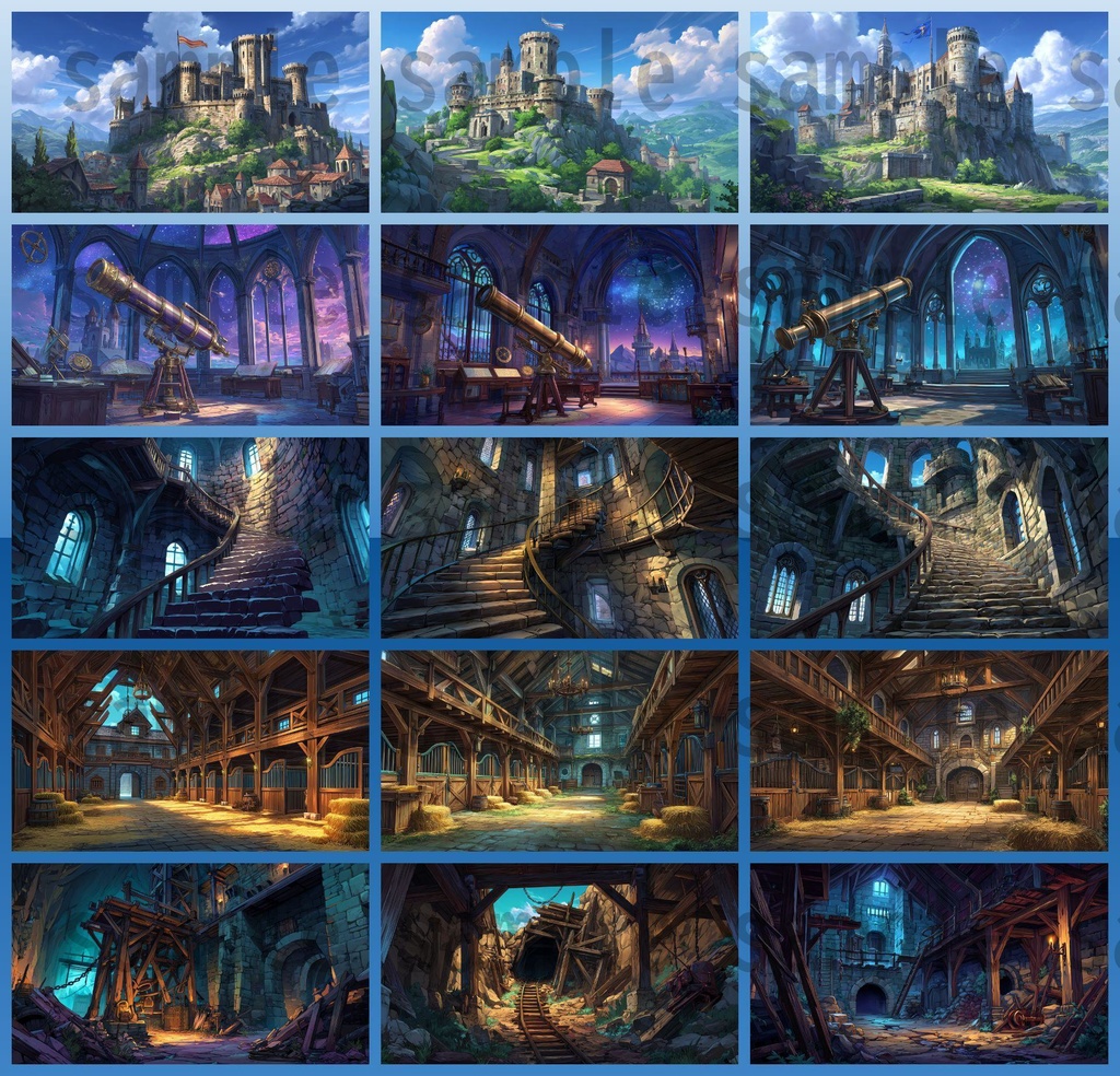 【372枚】ファンタジーRPG お城関連の背景イラスト【著作権フリー素材】