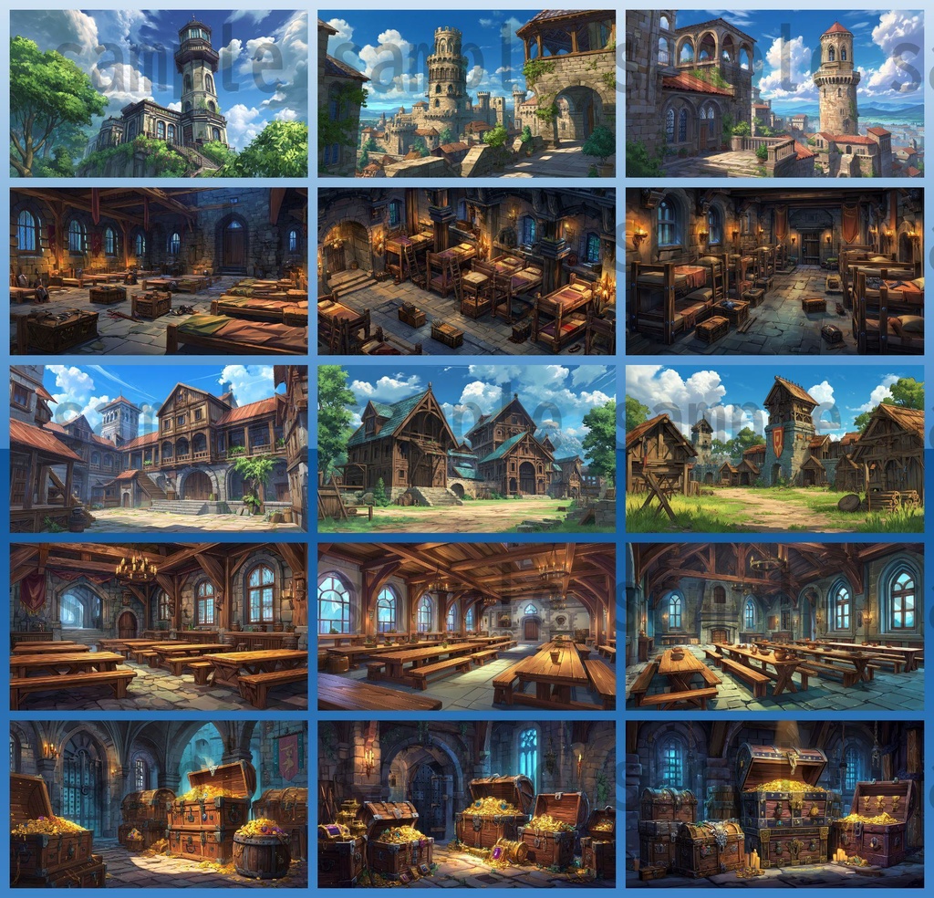 【372枚】ファンタジーRPG お城関連の背景イラスト【著作権フリー素材】