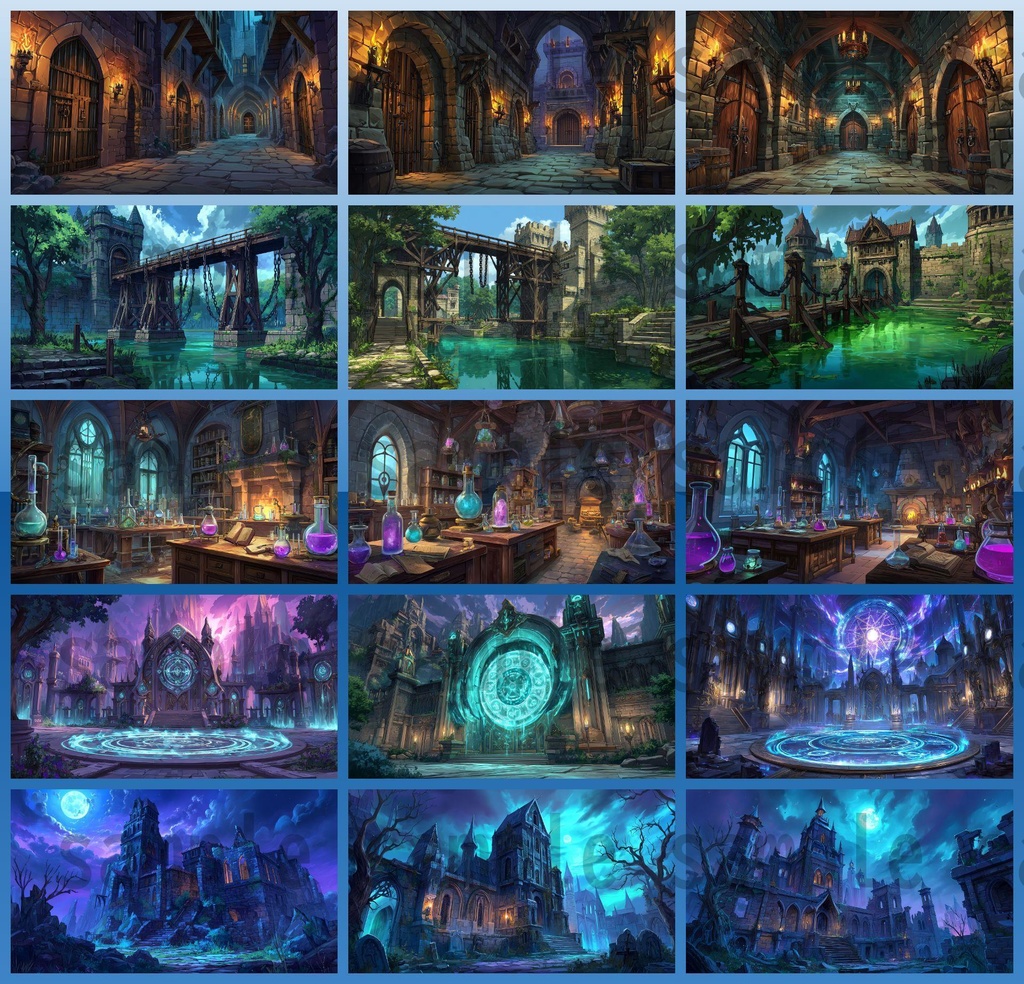 【372枚】ファンタジーRPG お城関連の背景イラスト【著作権フリー素材】