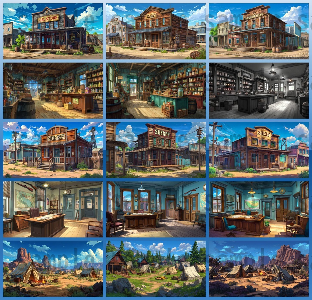 【279枚】アメリカ西部開拓時代 背景イラスト【著作権フリー素材/風景画】