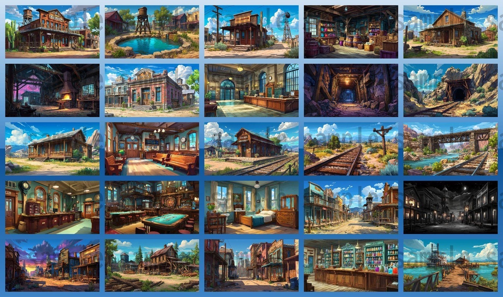 【279枚】アメリカ西部開拓時代 背景イラスト【著作権フリー素材/風景画】
