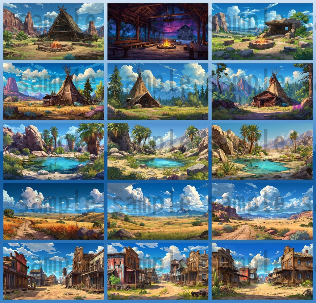 【279枚】アメリカ西部開拓時代 背景イラスト【著作権フリー素材/風景画】