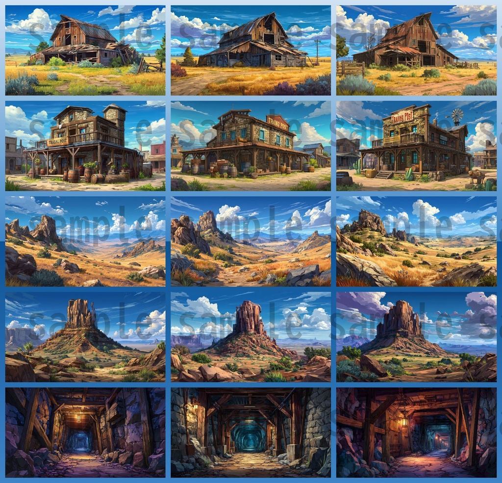 【279枚】アメリカ西部開拓時代 背景イラスト【著作権フリー素材/風景画】