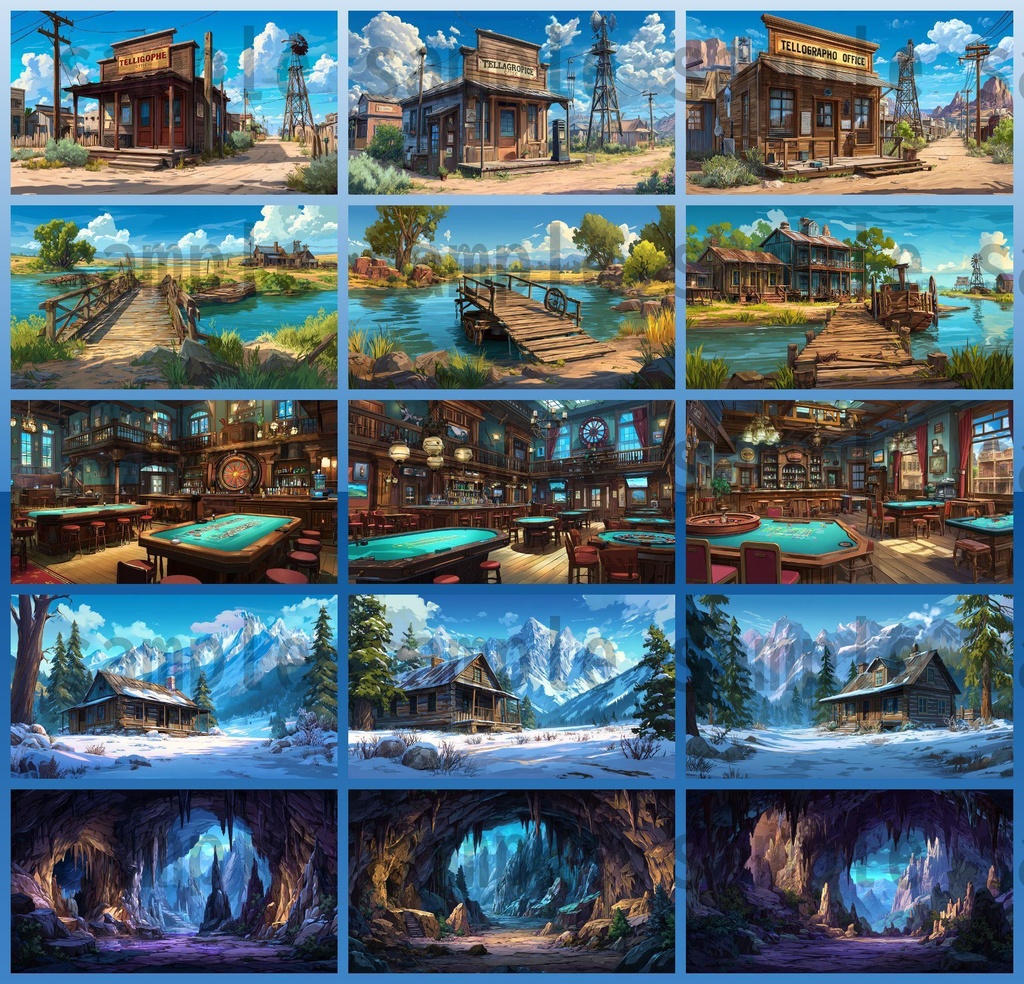 【279枚】アメリカ西部開拓時代 背景イラスト【著作権フリー素材/風景画】