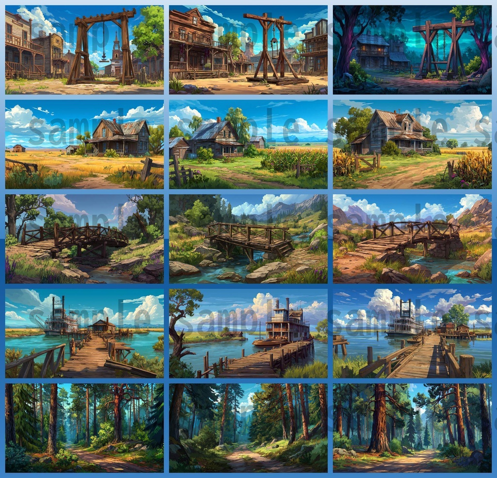 【279枚】アメリカ西部開拓時代 背景イラスト【著作権フリー素材/風景画】