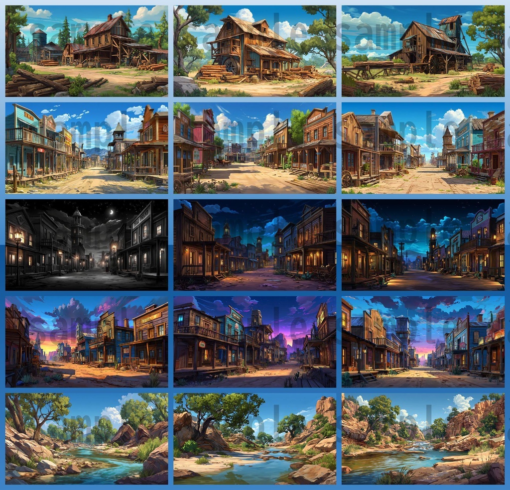 【279枚】アメリカ西部開拓時代 背景イラスト【著作権フリー素材/風景画】