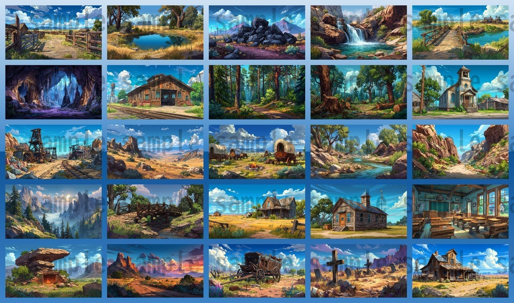 【279枚】アメリカ西部開拓時代 背景イラスト【著作権フリー素材/風景画】