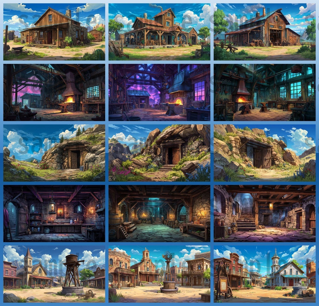 【279枚】アメリカ西部開拓時代 背景イラスト【著作権フリー素材/風景画】