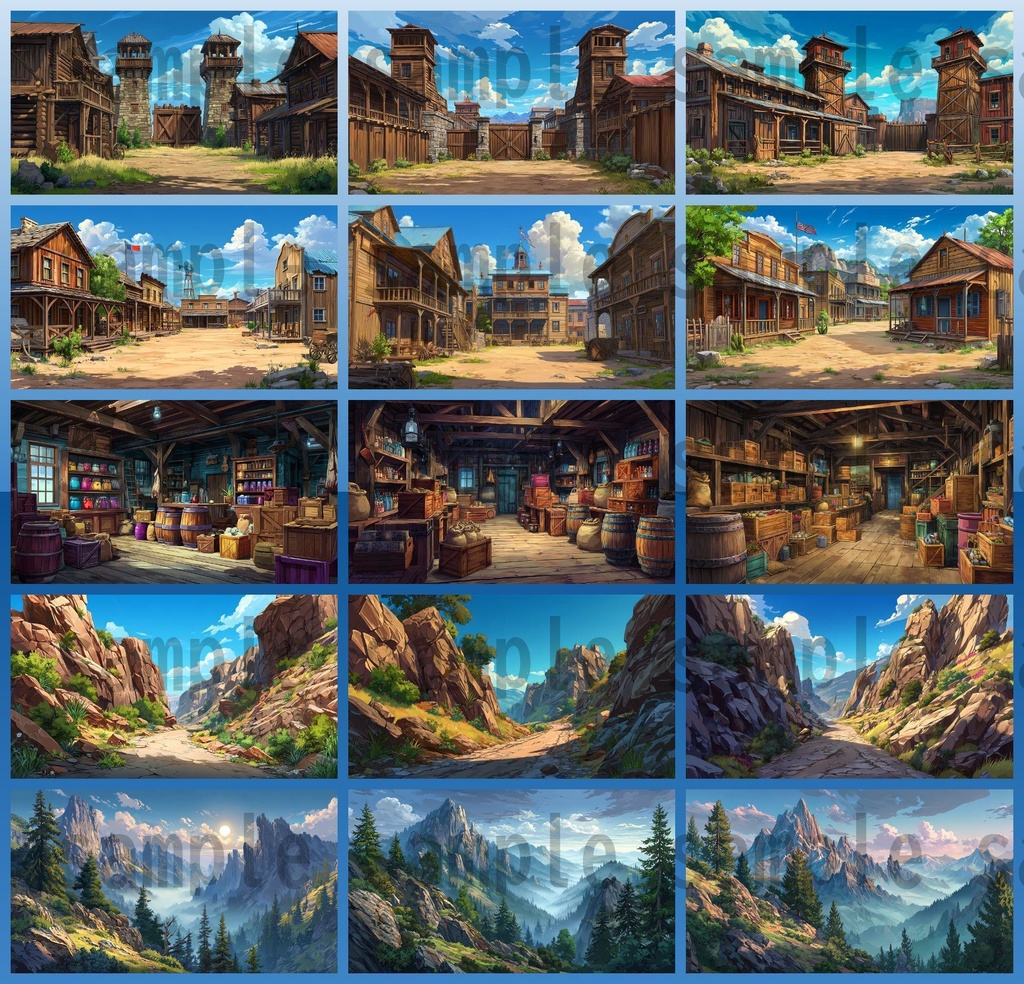 【279枚】アメリカ西部開拓時代 背景イラスト【著作権フリー素材/風景画】