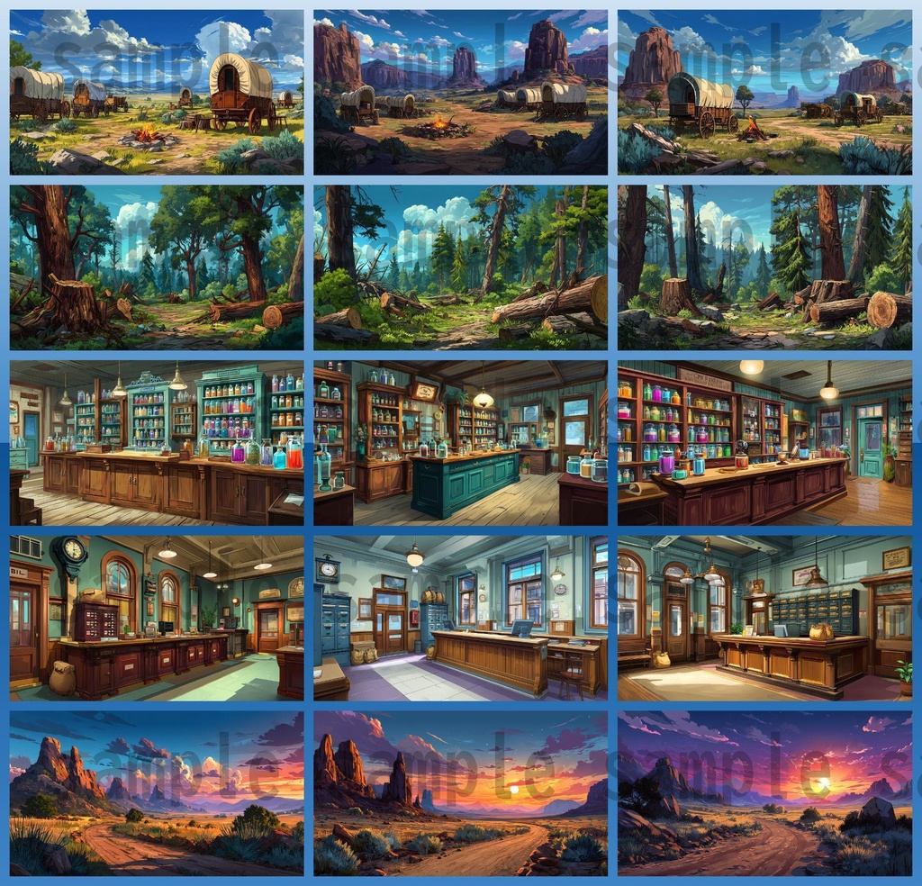 【279枚】アメリカ西部開拓時代 背景イラスト【著作権フリー素材/風景画】
