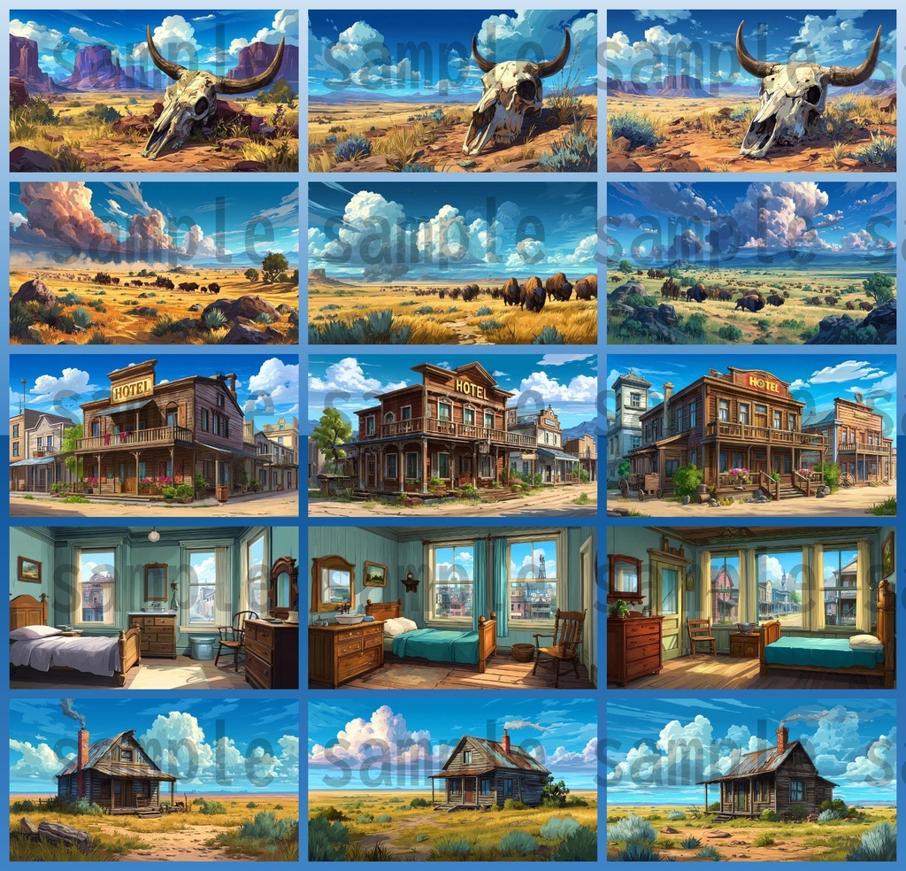 【279枚】アメリカ西部開拓時代 背景イラスト【著作権フリー素材/風景画】