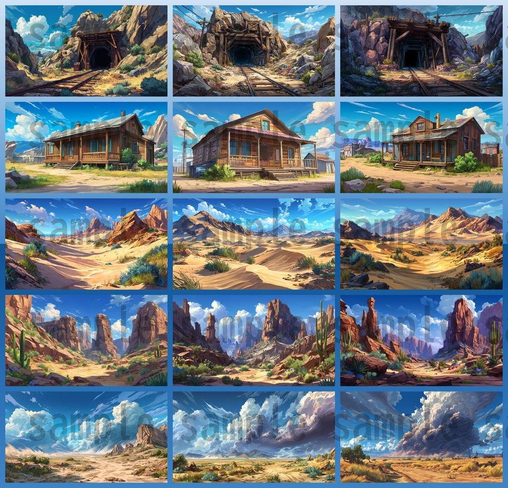 【279枚】アメリカ西部開拓時代 背景イラスト【著作権フリー素材/風景画】