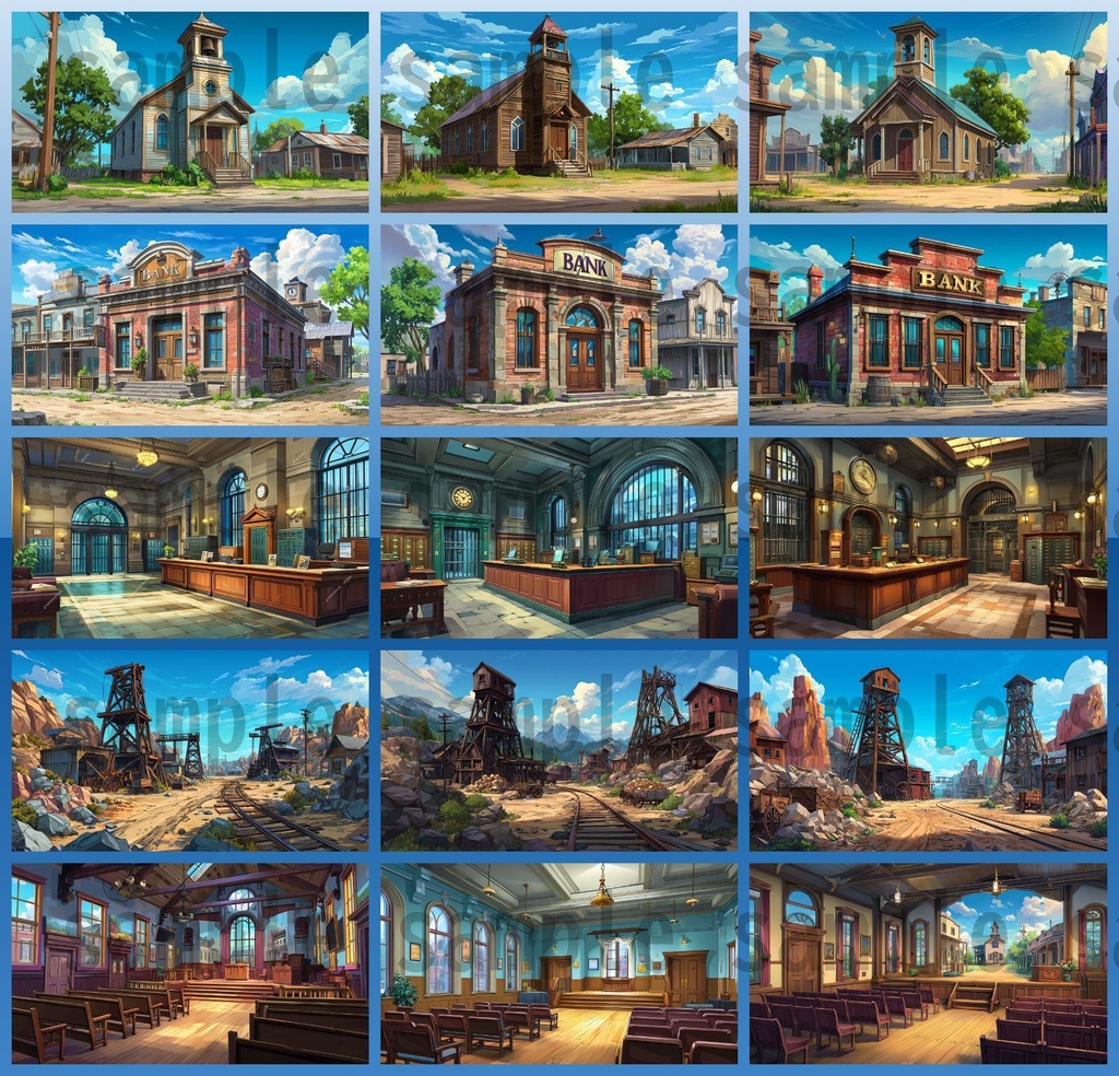【279枚】アメリカ西部開拓時代 背景イラスト【著作権フリー素材/風景画】