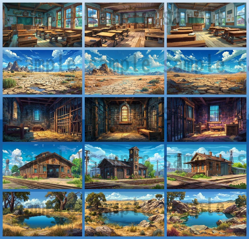 【279枚】アメリカ西部開拓時代 背景イラスト【著作権フリー素材/風景画】
