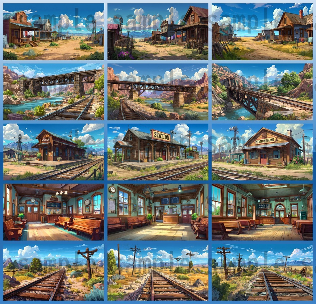 【279枚】アメリカ西部開拓時代 背景イラスト【著作権フリー素材/風景画】