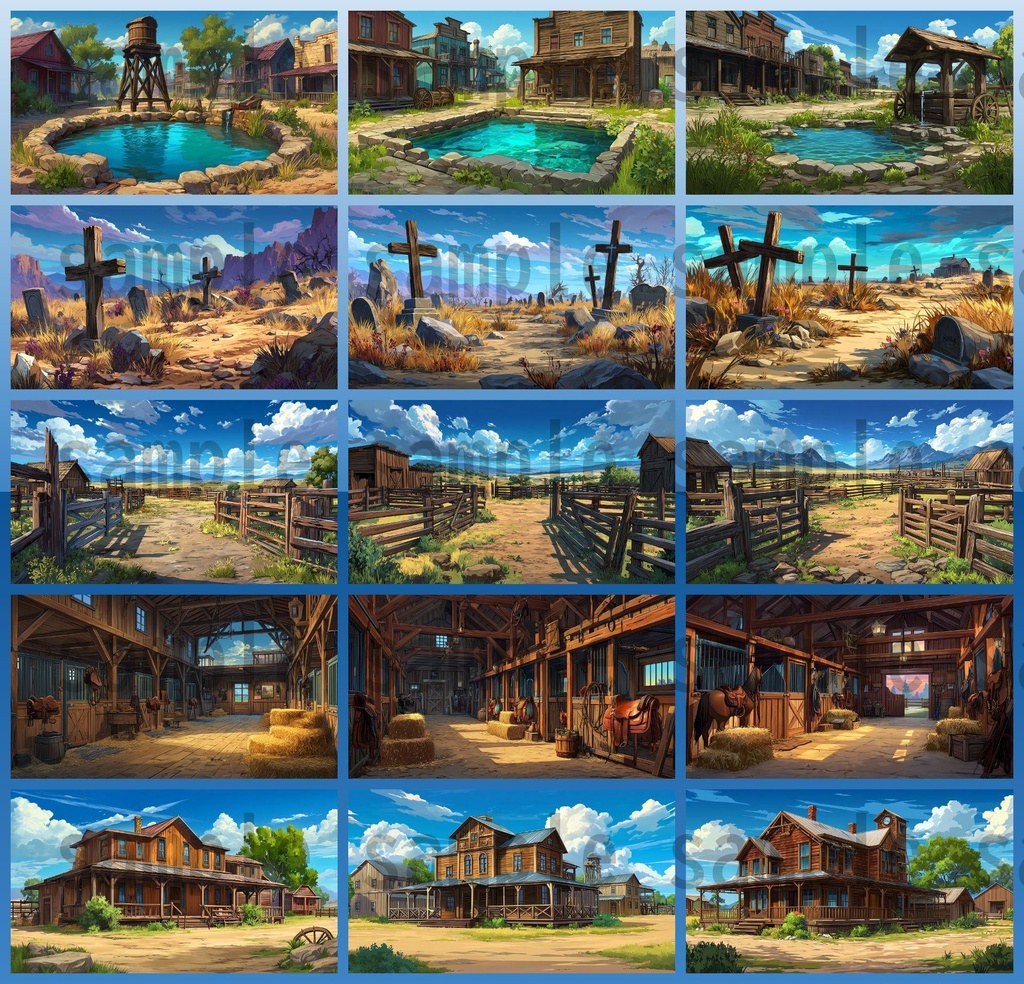 【279枚】アメリカ西部開拓時代 背景イラスト【著作権フリー素材/風景画】