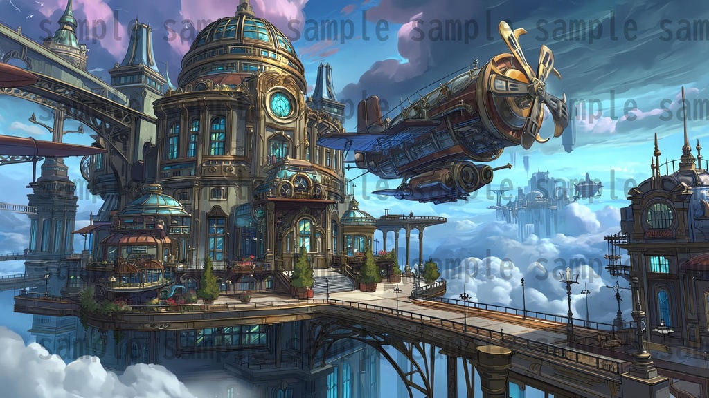 【282枚】スチームパンク ファンタジー風景イラスト【著作権フリー素材】