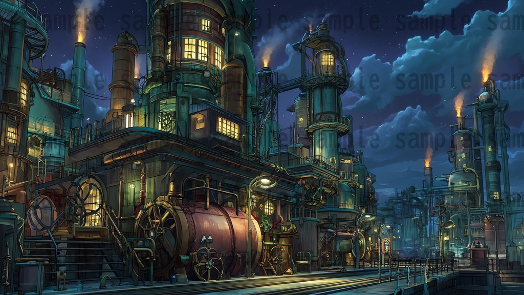 【282枚】スチームパンク ファンタジー風景イラスト【著作権フリー素材】