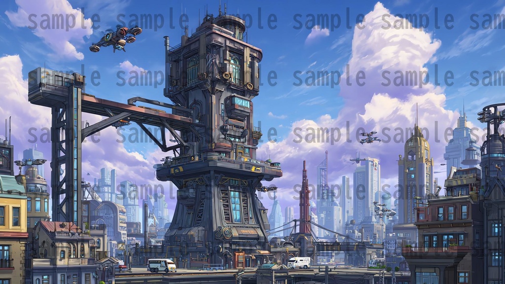 【282枚】スチームパンク ファンタジー風景イラスト【著作権フリー素材】