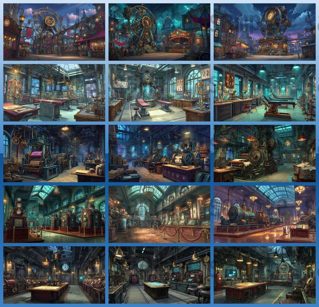 【282枚】スチームパンク ファンタジー風景イラスト【著作権フリー素材】