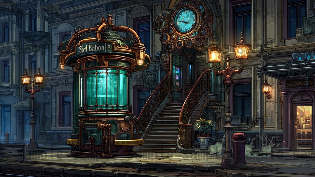 【282枚】スチームパンク ファンタジー風景イラスト【著作権フリー素材】