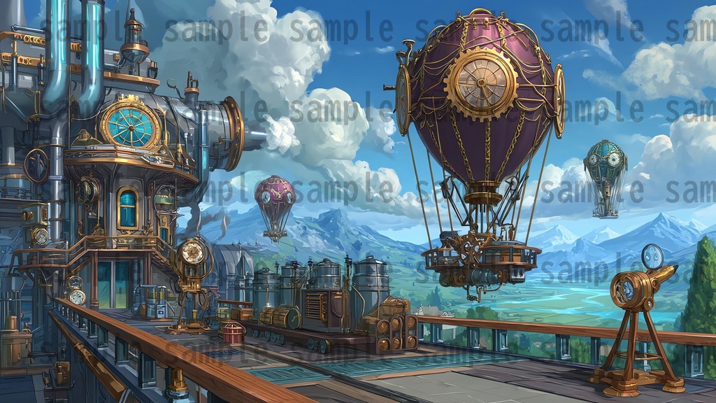 【282枚】スチームパンク ファンタジー風景イラスト【著作権フリー素材】
