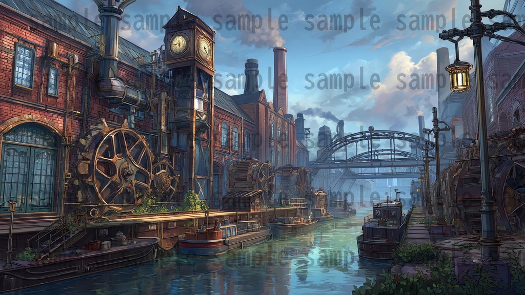 【282枚】スチームパンク ファンタジー風景イラスト【著作権フリー素材】