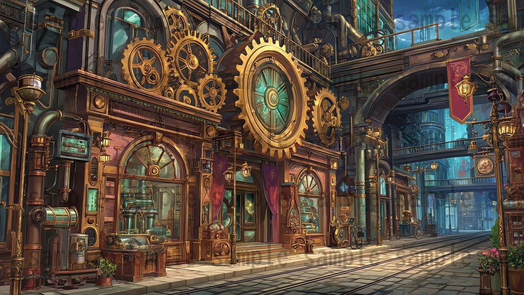 【282枚】スチームパンク ファンタジー風景イラスト【著作権フリー素材】