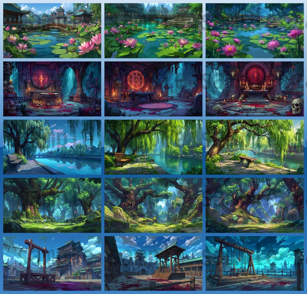 【276枚】中国ファンタジー 風景イラスト【著作権フリー素材】中華背景画像